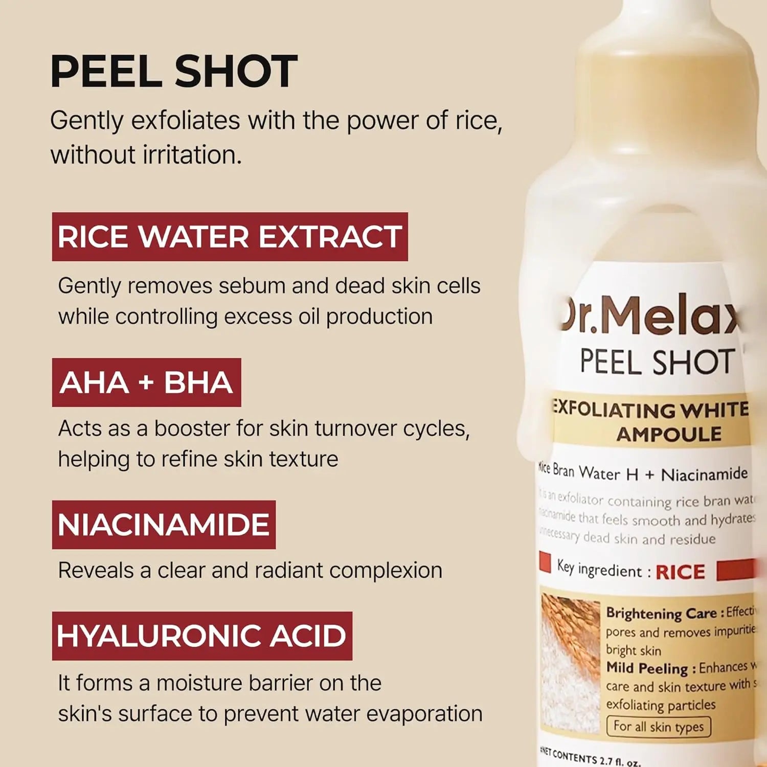 Dr Melaxin Peel Shot- A Radiant Glow Rice Peeling Ampoule Dermashift